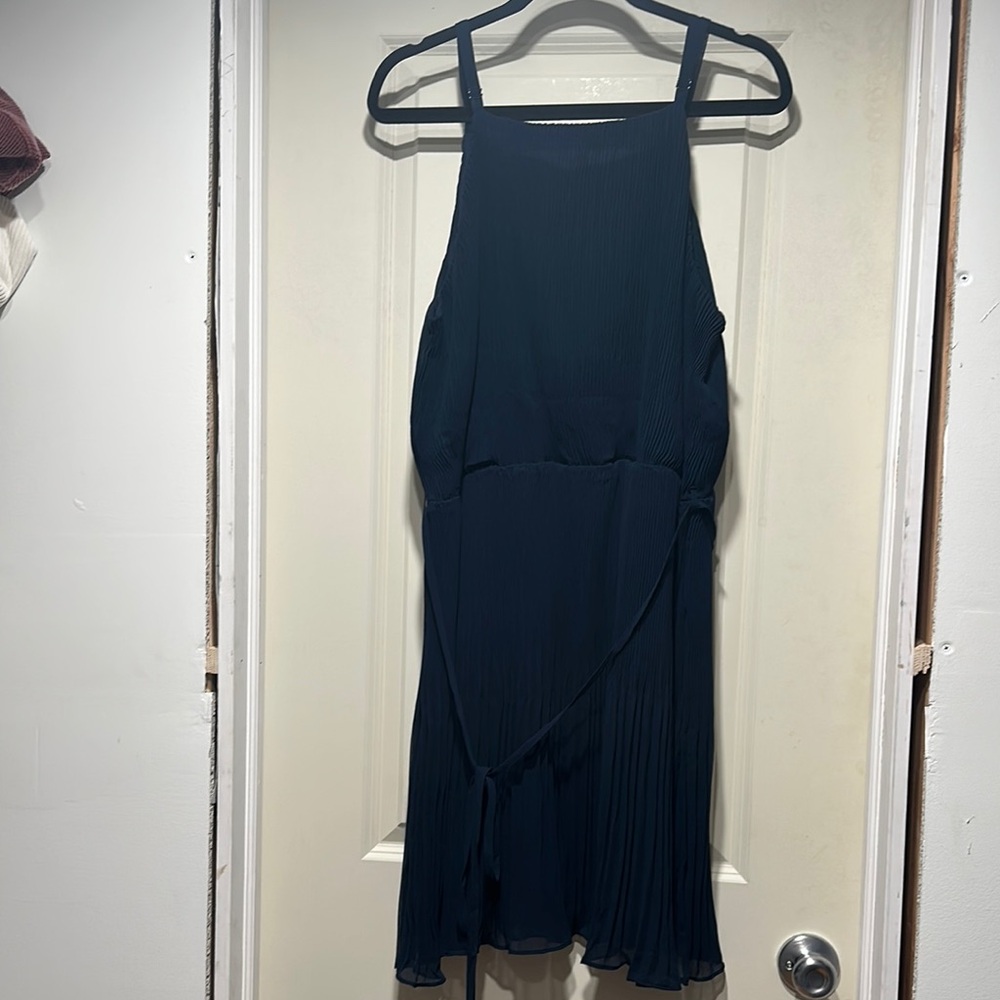 Plus sizeNavy Blue pleated Women's Dress